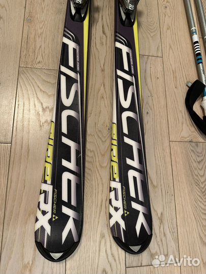 Горные лыжи Fischer fire RX yellow/black + палки