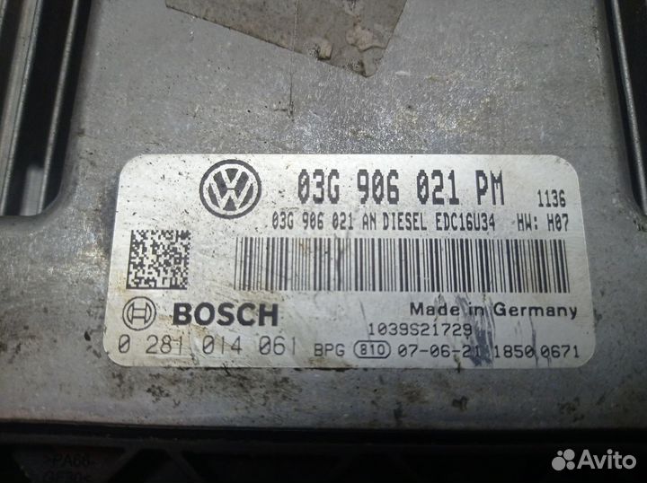 03G906021PM Блок управления двс Volkswagen Golf