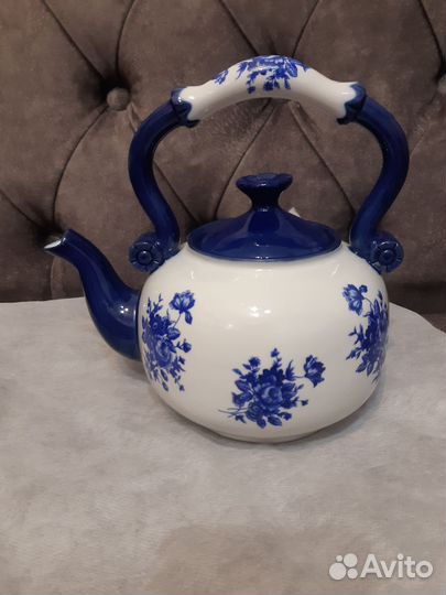 Заварочный чайник фарфор гжель 1 литр