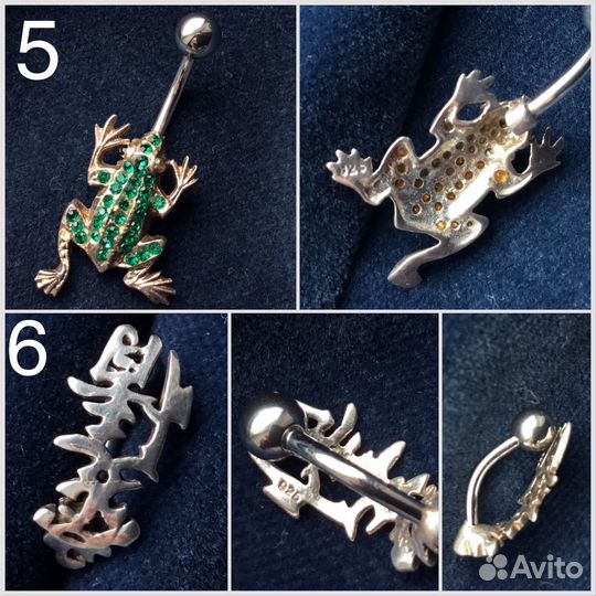 Пирсинг в пупок (мед.сталь, серебро)