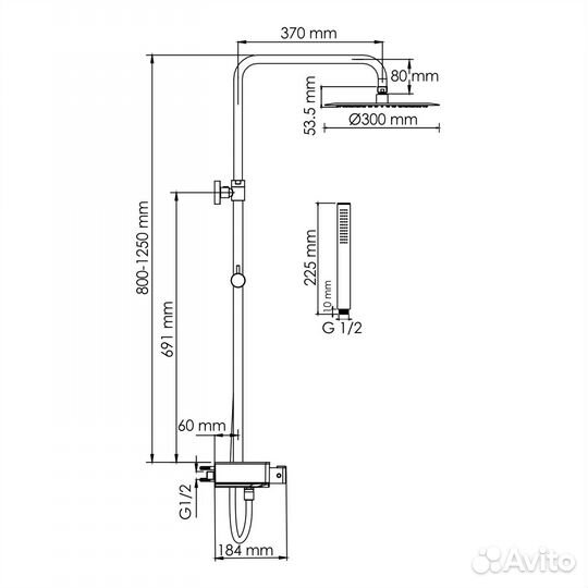 Душевая система wasserkraft A114.160.217.CB Thermo