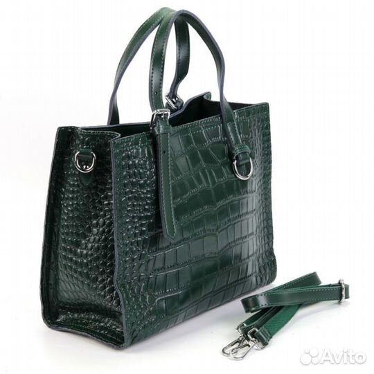 Сумка кожаная женская тоут зелёная