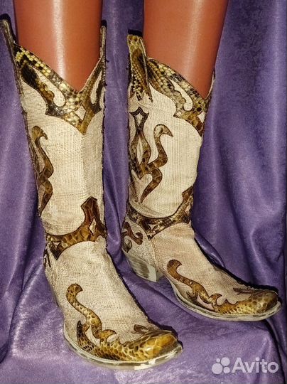Сапоги. казаки. Италия,эксклюзив. Кожа варана