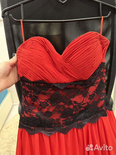 Вечернее красное пышное платье в пол 46-48