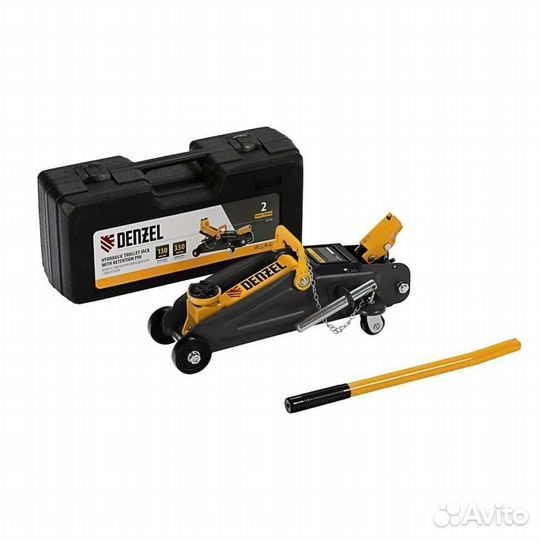Домкрат Denzel подкатной, 2 т, 130-330 мм, в кейсе