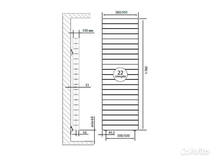 Радиатор Royal PianoForte Tower Noir Sable 18с
