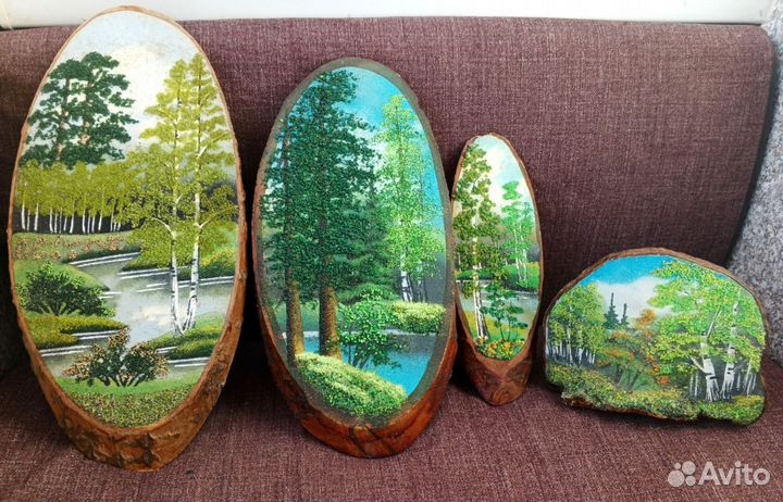 Картины/панно на дереве (4 шт.)