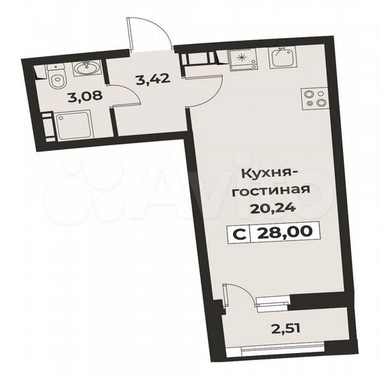 Квартира-студия, 28 м², 6/16 эт.
