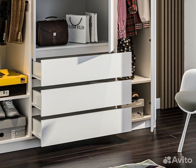 Шкаф распашной 4х створчатый белый