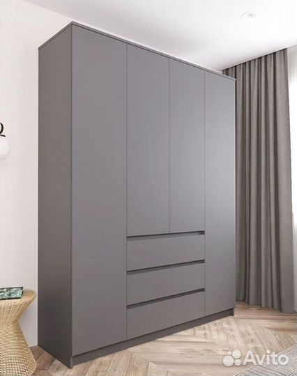 Шкаф распашной четырехстворчатый с ящиками