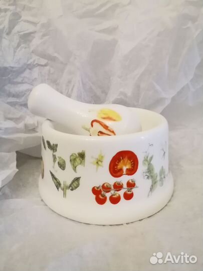 Ступка с пестиком фарфоровая