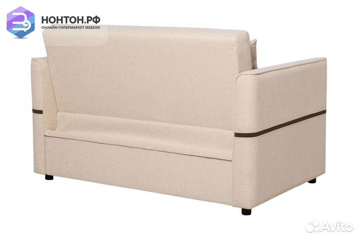 Диван дельфин Рон бежевый / темно-коричневый