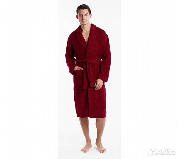 Халат махровый мужской Home One бордовый, размер 5