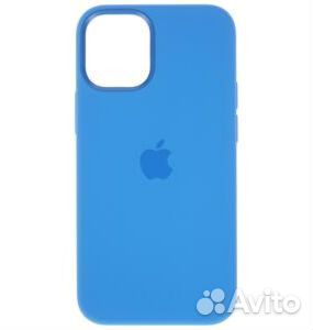 Силиконовый чехол на iPhone 12Mini голубой