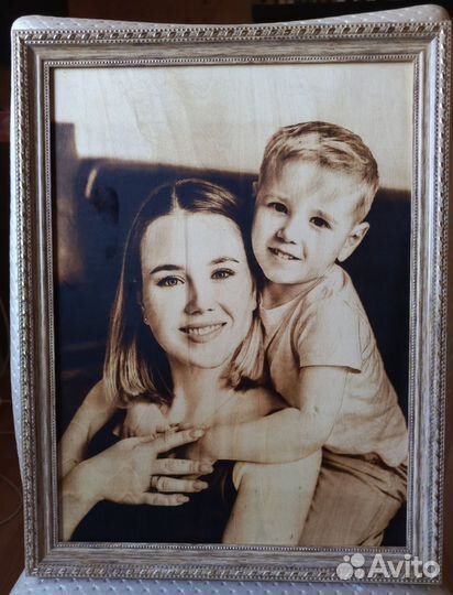 Выжигаем портреты по фото на дереве Подарок