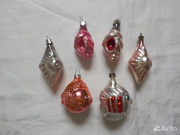 Елочные игрушки СССР ракушки и рыбки