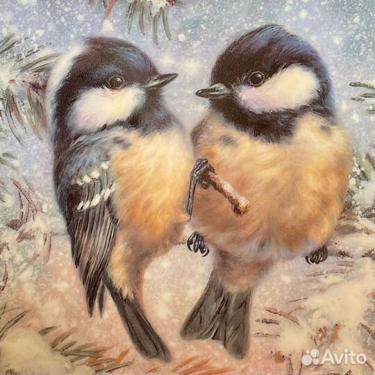 Настенная тарелка Синички зимой ширндинг бавария