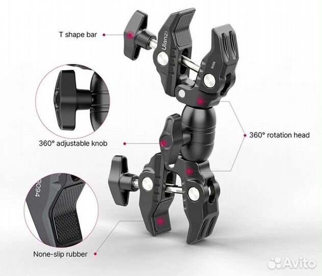 Прищепка зажим Ulanzi для монопода камер Insta360