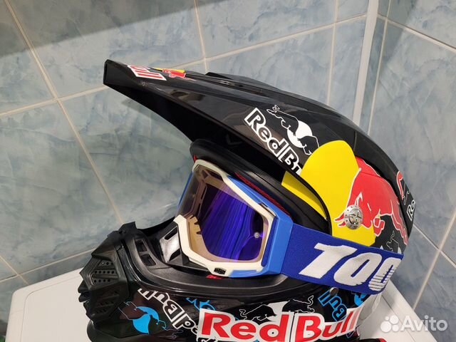 Мото шлем кроссовый с очками RedBull Новый