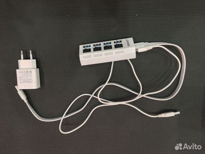 USB хаб с питанием, 4-х портовый с выключателями