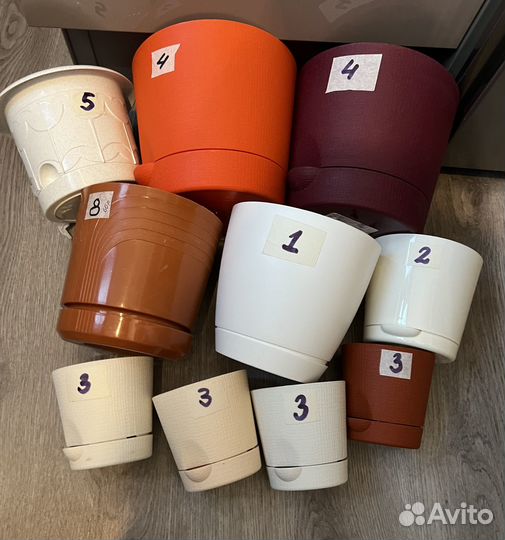 Цветочные горшки, пластик+керамика