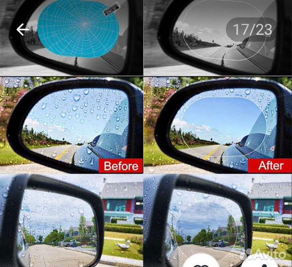 Водоотталкивающая плёнка на зеркало заднего вида