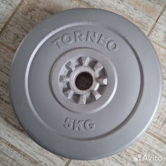 Блины для штанги 5 кг, гантелей. Пластик. Торнео