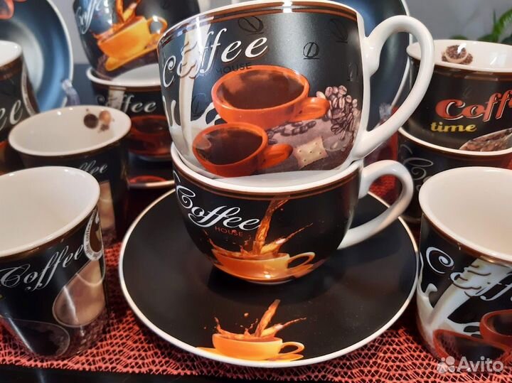 Кружки, чайные пары, стаканчики с декором Кофе