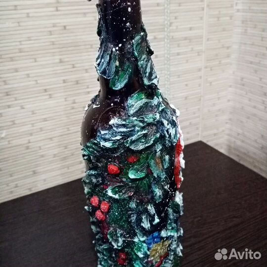 Украшение бутылок на новый год