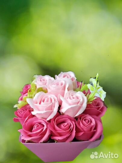 Красивый Букетик из 15 мыльных роз