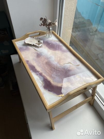 Поднос или столик с рисунком из смолы Resin Art