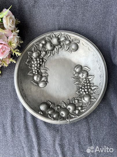 Тарелка блюдо оловянная