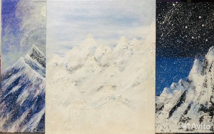 Картина снежные горные вершины 50х40х1,5 см