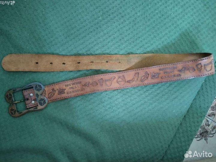 Кожаный ремень сувенирный Канары. Сделан в Испании