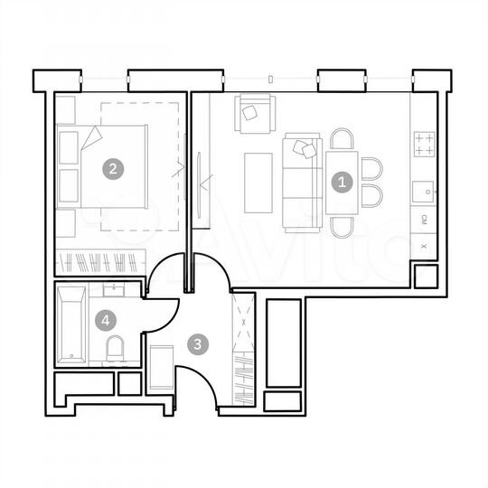 2-к. апартаменты, 44,3 м², 15/20 эт.