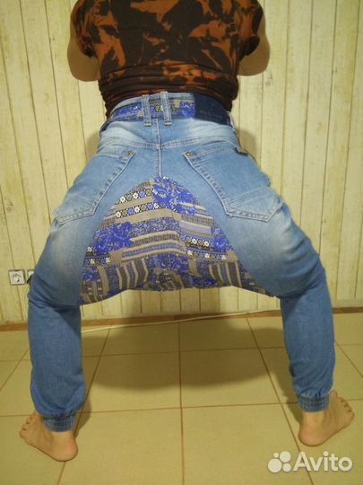 Зуавы(шаровары) джинсовые бохо