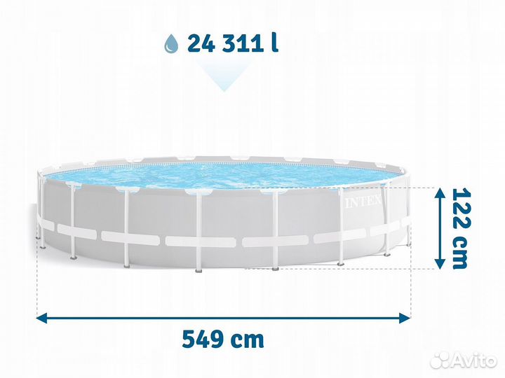 Каркасный бассейн Intex Greywood Prism Frame Prem