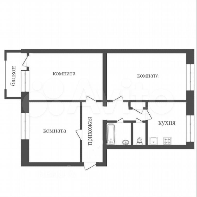 3-к. квартира, 75 м², 5/5 эт.