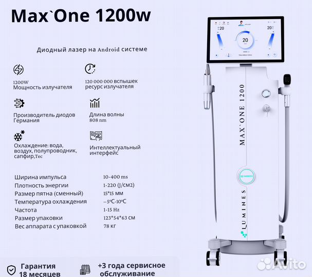 Аппарат для эпиляции Lumines Max’One 1200W