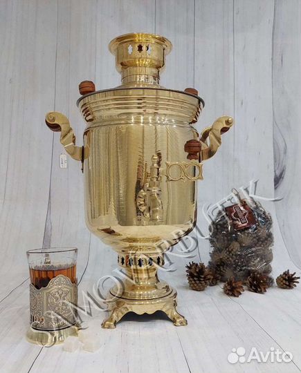 Самовар на дровах латунный (золото) Standart