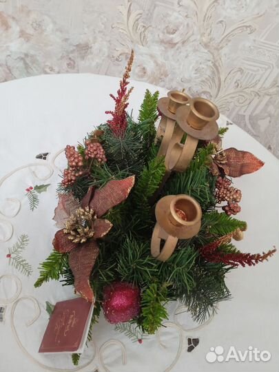 Новогодняя композиция, подсвечник. Богемия