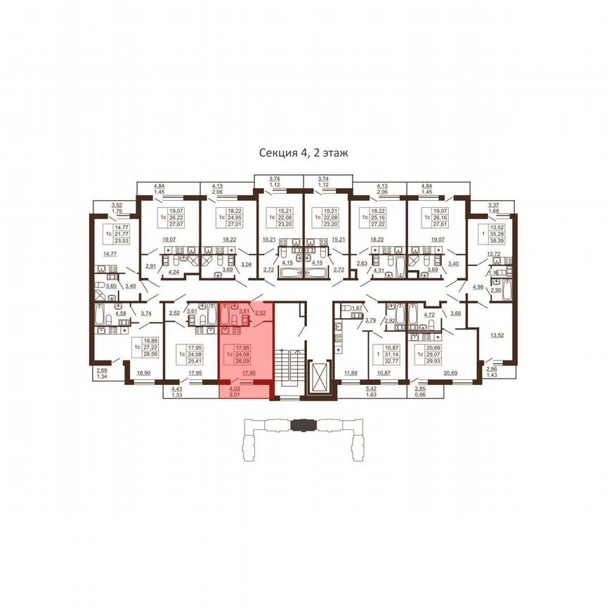 Квартира-студия, 26,1 м², 4/6 эт.