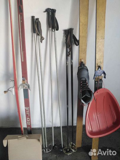 Лыжи беговые с ботинками 43р