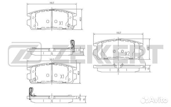 Колодки тормозные задние 110.7*45.9 Chevrolet Captiva (C100,C140) 06, Opel Antara 06