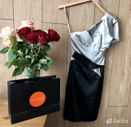 Вечернее чёрное платье футляр Karen Millen 40 42