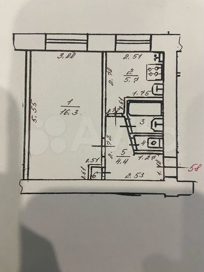 1-к. квартира, 29,7 м², 1/6 эт.