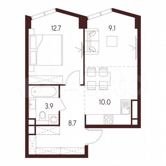 1-к. квартира, 44,4 м², 6/26 эт.