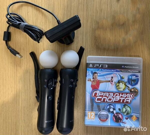 Набор 2 контроллера PS3 Move Motion + CamEye +диск