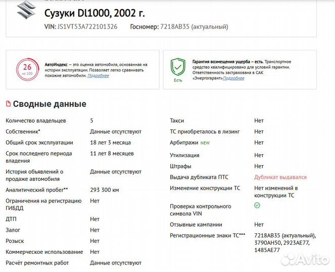 Dl1000 v-strom рама с документами 2002г