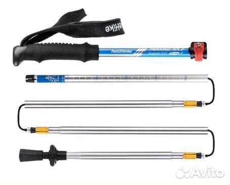 Палки треккинговые, алюминиевые, 5 уровней, синие